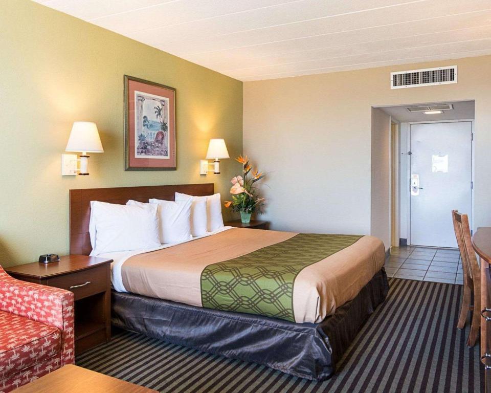 King bed in an oceanfront room at Ocean 27